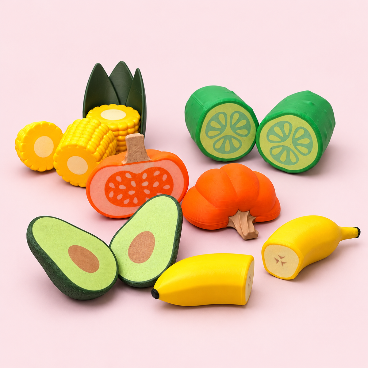 produce product on pale blush background