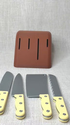 Pretend Play Knife Set with Knife Block, Toy Kitchen Knives, Little Chef Play Kitchen Accessories