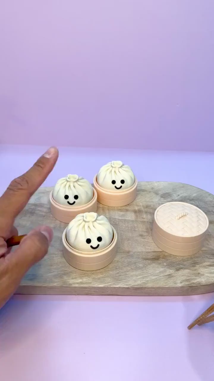 Happy Bao Bun Fidget Clicker, Dim Sum Sensory Toy