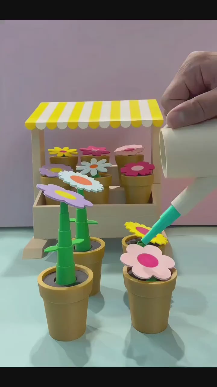 Magic Growing Flower Garden Playset, Magnetic Watering Can Pretend Playset, Interactive Kids Gardening Gift