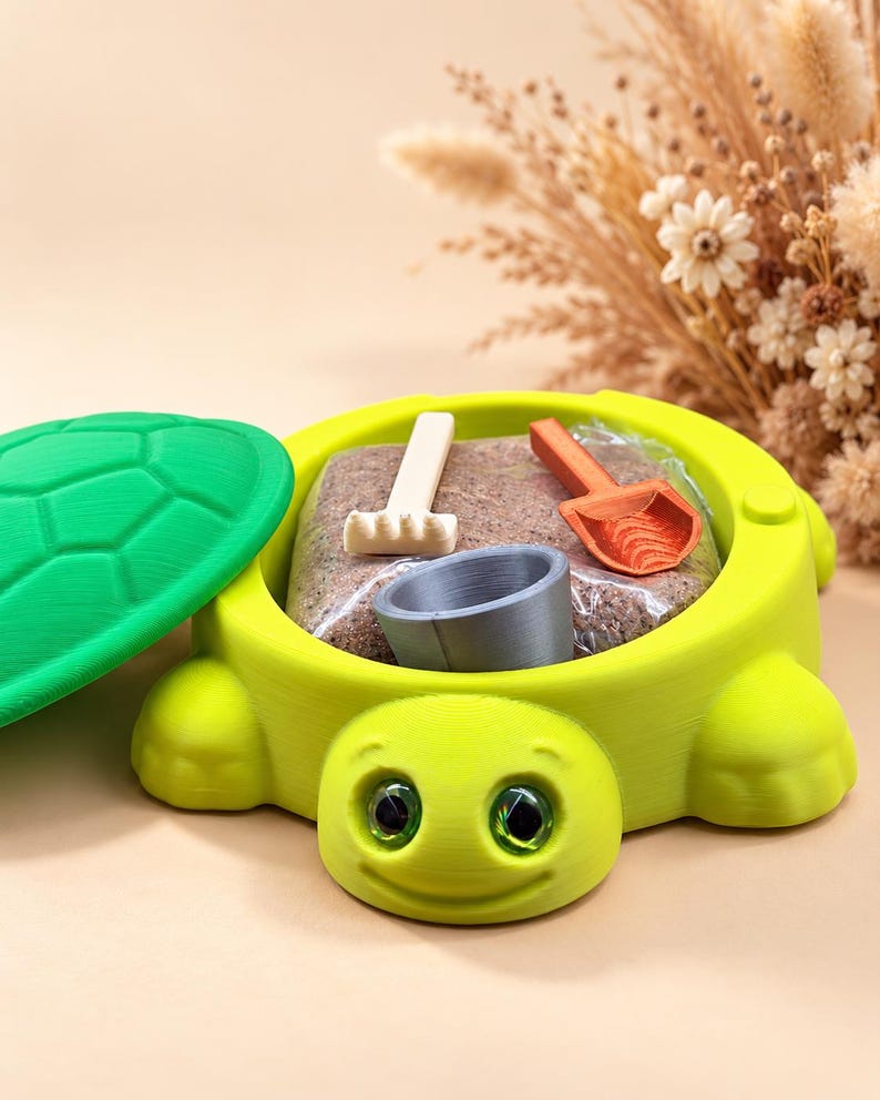Turtle Sandbox Sensory Play Kit with Kinetic Sand and 3 Mini Tools, photo 1