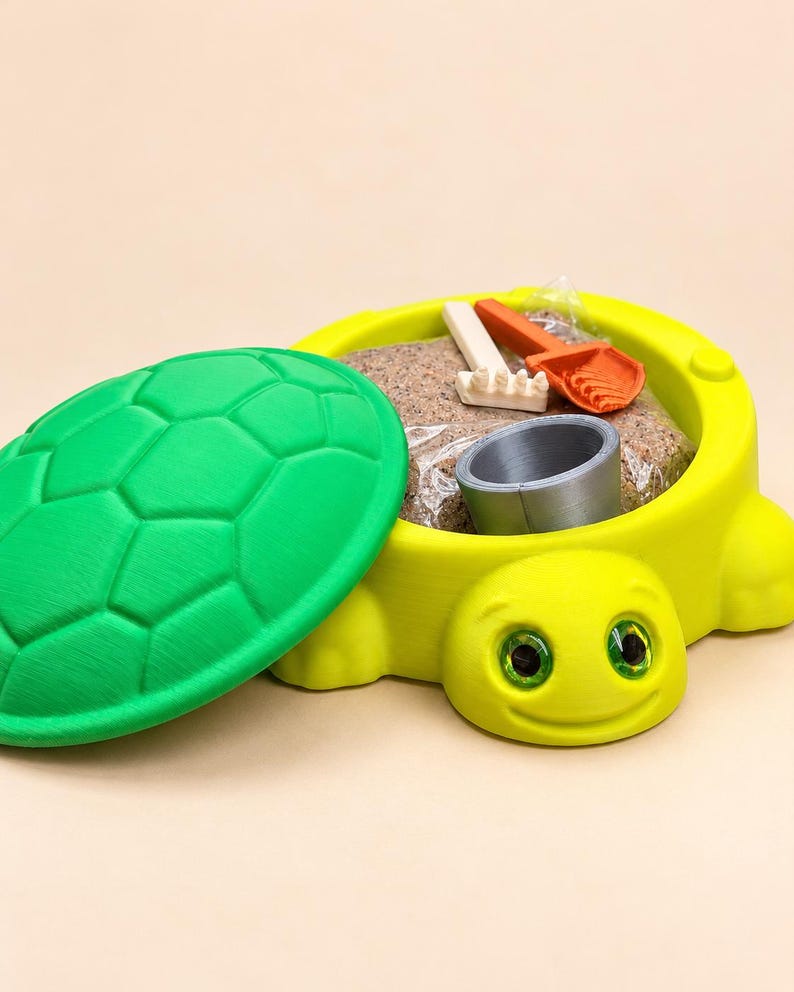 Turtle Sandbox Sensory Play Kit with Kinetic Sand and 3 Mini Tools, photo 2